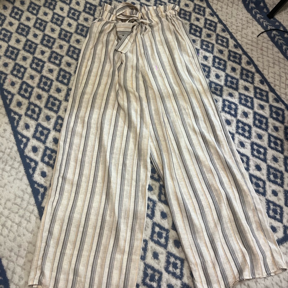 Green Envelope Beige and Black Striped Pants